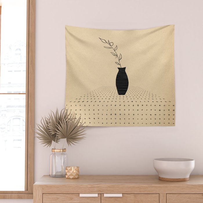 Vase and plant Wall Tapestry Gallery Image 2