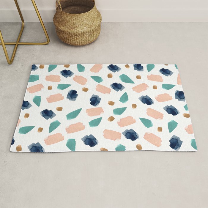 Terrazzo (turquoise, navy, pink & gold) Rug Gallery Image 1