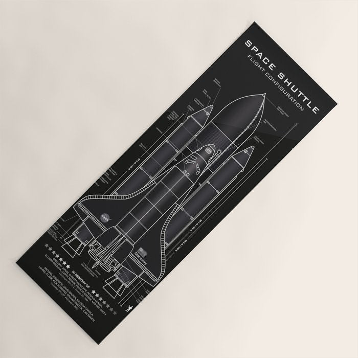 NASA Space Shuttle Blueprint in High Resolution (all black)  Yoga Mat Gallery Image 1