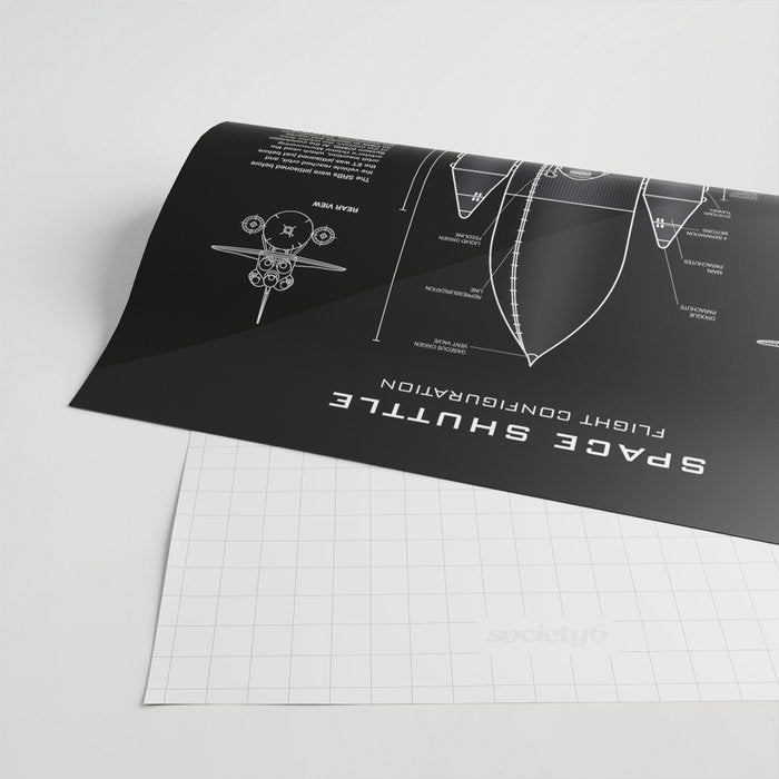 NASA Space Shuttle Blueprint in High Resolution (all black)  Wrapping Paper Gallery Image 2