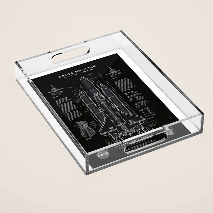 NASA Space Shuttle Blueprint in High Resolution (all black)  Acrylic Tray Gallery Image 1