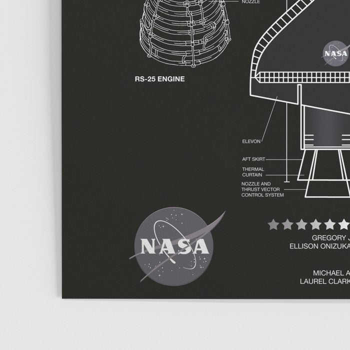 NASA Space Shuttle Blueprint in High Resolution (all black)  Poster Gallery Image 3