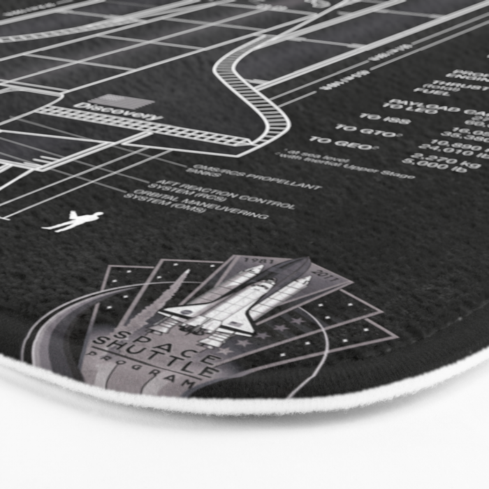NASA Space Shuttle Blueprint in High Resolution (all black)  Bath Mat Gallery Image 3