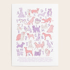 Dogs ABC Alphabet Print for Kids Room in Pink and Purple Poster Gallery Image 4