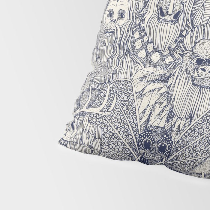 cryptid crowd blue off white Pillow Sham Gallery Image 4