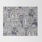 cryptid crowd blue off white Throw Blanket Gallery Image 2