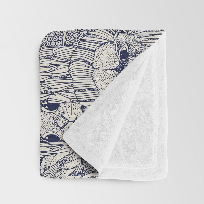cryptid crowd blue off white Throw Blanket Gallery Image 3