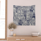 cryptid crowd blue off white Wall Tapestry Gallery Image 2