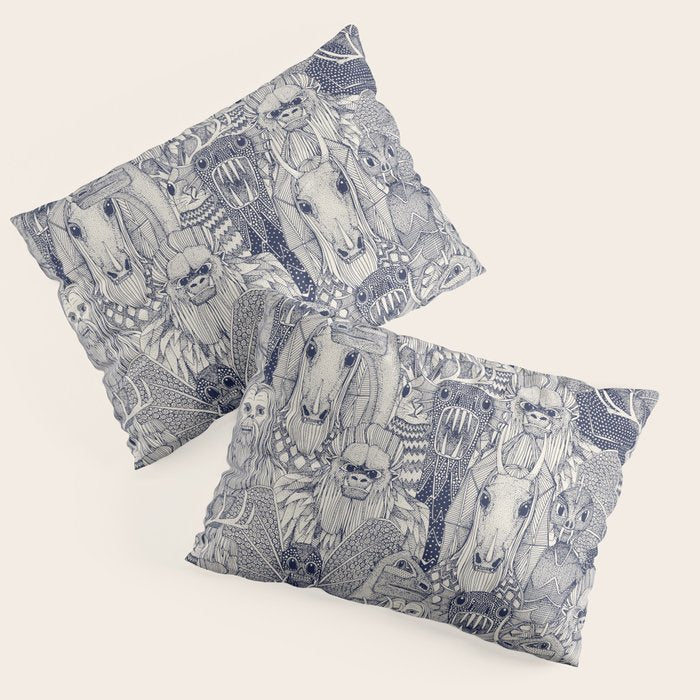 cryptid crowd blue off white Pillow Sham Gallery Image 3