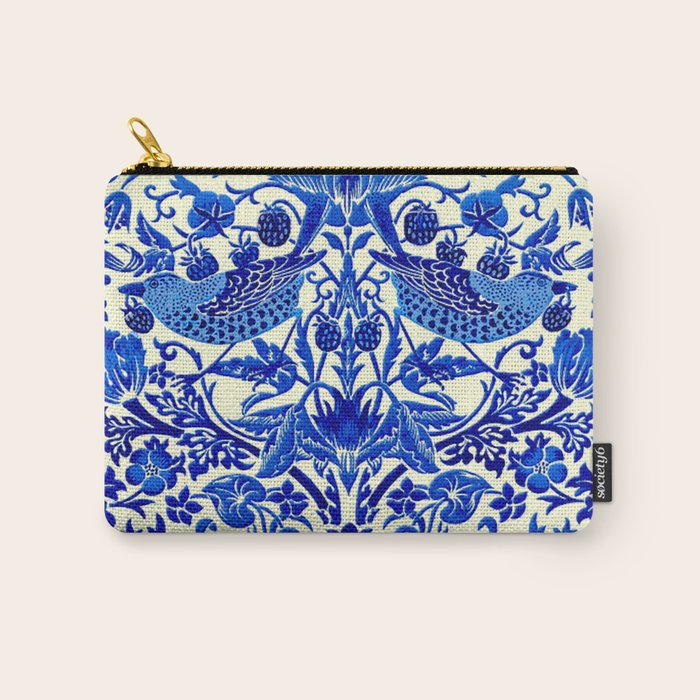 William Morris Vintage Strawberry Thief Cobalt Blue  Carry All Pouch Gallery Image 1