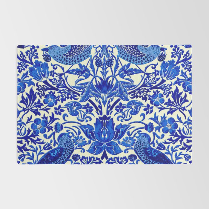 William Morris Vintage Strawberry Thief Cobalt Blue  Rug Gallery Image 2