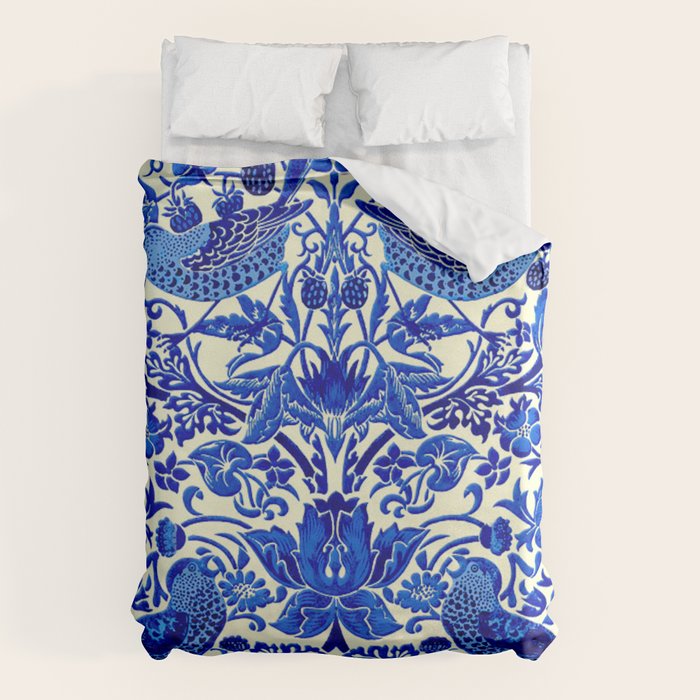 William Morris Vintage Strawberry Thief Cobalt Blue  Duvet Cover Gallery Image 1