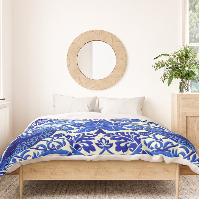 William Morris Vintage Strawberry Thief Cobalt Blue  Duvet Cover Gallery Image 3