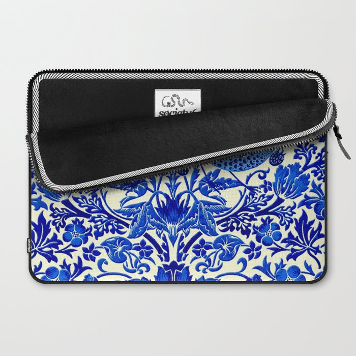 William Morris Vintage Strawberry Thief Cobalt Blue  Laptop Sleeve Gallery Image 2