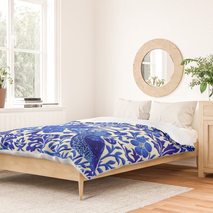 William Morris Vintage Strawberry Thief Cobalt Blue  Duvet Cover Gallery Image 2