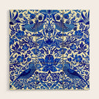 William Morris Vintage Strawberry Thief Cobalt Blue  Wood Wall Art Gallery Image 1