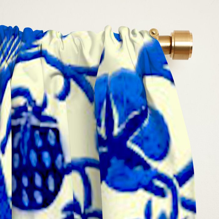 William Morris Vintage Strawberry Thief Cobalt Blue  Window Curtain Gallery Image 2