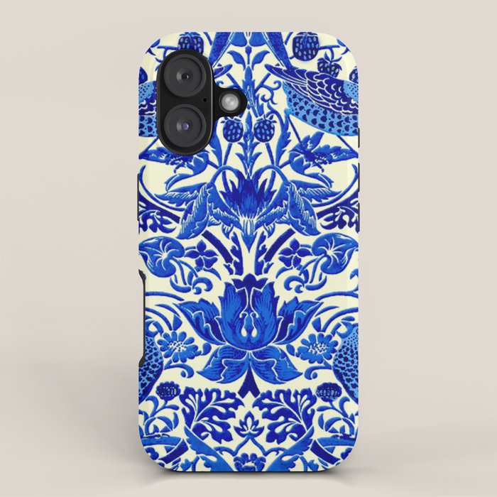 William Morris Vintage Strawberry Thief Cobalt Blue  iPhone Case Gallery Image 1
