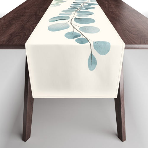 Watercolor Eucalyptus Leaves Table Runner