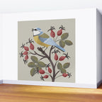 Blue Tit on Red Rose Hips Wall Mural Gallery Image 2
