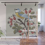 Blue Tit on Red Rose Hips Wall Mural Gallery Image 1