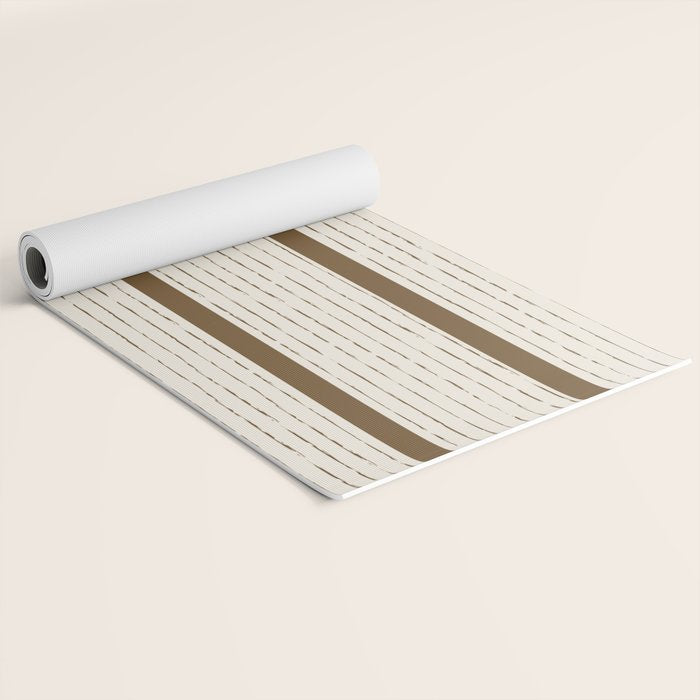 Lines IV (Cream & Chocolate) Yoga Mat Gallery Image 2