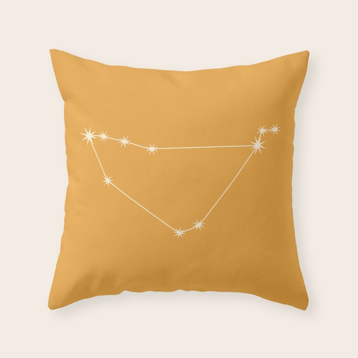 Capricorn Zodiac Star Constellation Line Art Peach Orange Throw Pillow Gallery Image 6