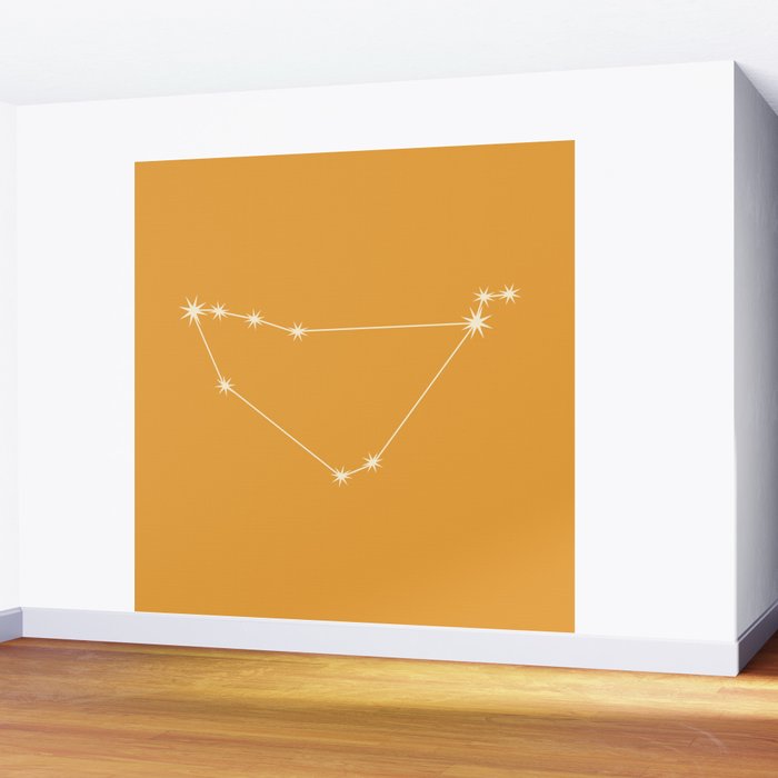 Capricorn Zodiac Star Constellation Line Art Peach Orange Wall Mural Gallery Image 2