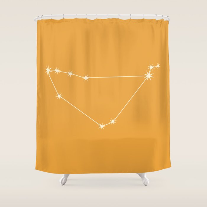 Capricorn Zodiac Star Constellation Line Art Peach Orange Shower Curtain Gallery Image 1