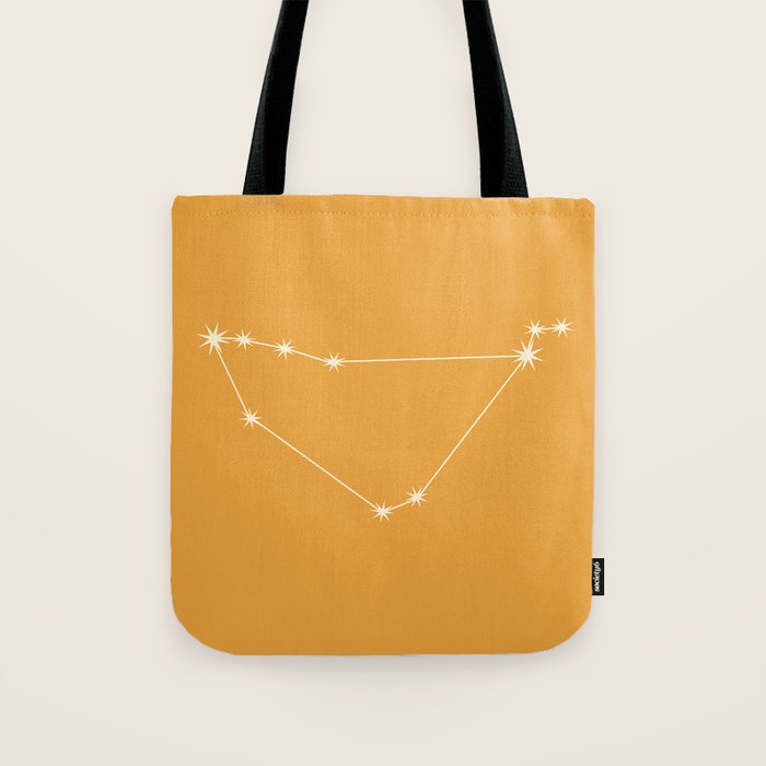 Capricorn Zodiac Star Constellation Line Art Peach Orange Tote Bag Gallery Image 1