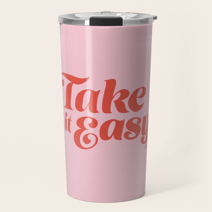 Take it Easy (Red/Pink Palette) Travel Mug Gallery Image 1