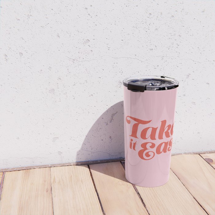 Take it Easy (Red/Pink Palette) Travel Mug Gallery Image 4