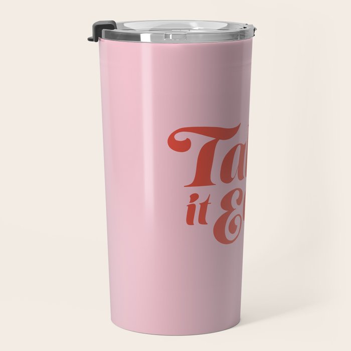 Take it Easy (Red/Pink Palette) Travel Mug Gallery Image 3