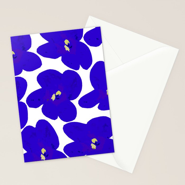 Blue Retro Flowers #decor #society6 #buyart Stationery Card Gallery Image 2