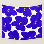 Blue Retro Flowers #decor #society6 #buyart Wall Tapestry Gallery Image 4