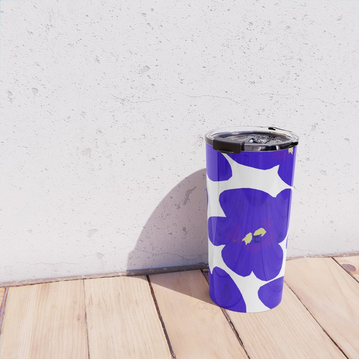 Blue Retro Flowers #decor #society6 #buyart Travel Mug Gallery Image 4