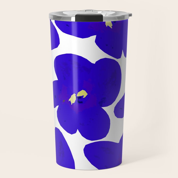 Blue Retro Flowers #decor #society6 #buyart Travel Mug Gallery Image 1