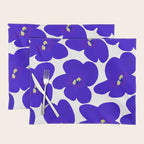 Blue Retro Flowers #decor #society6 #buyart Placemat Gallery Image 1