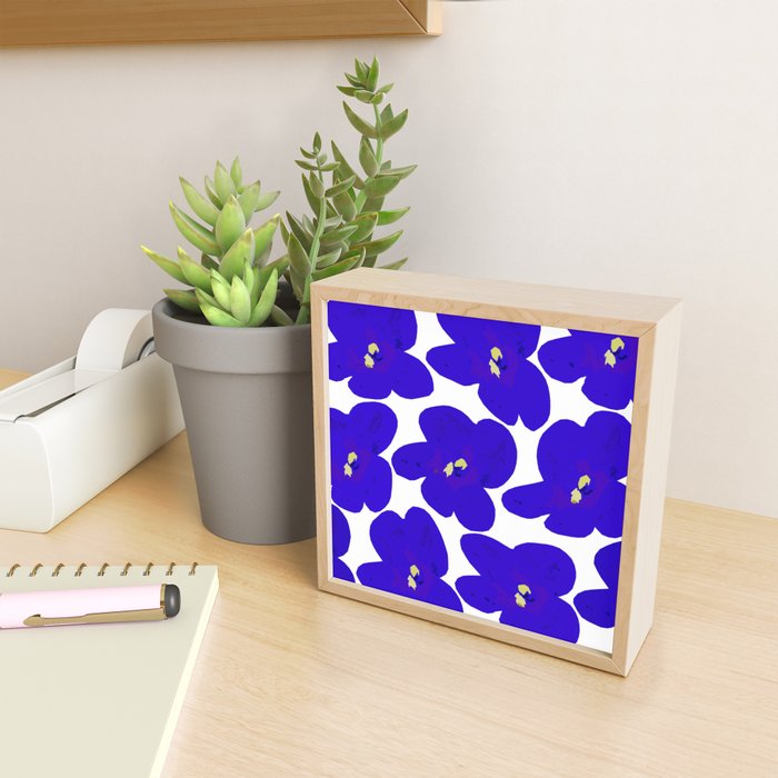 Blue Retro Flowers #decor #society6 #buyart Mini Art Print Gallery Image 2