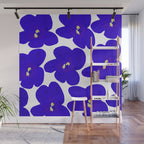 Blue Retro Flowers #decor #society6 #buyart Wall Mural Gallery Image 1