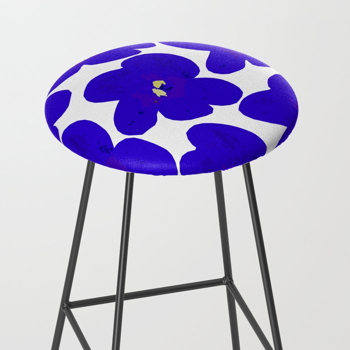 Blue Retro Flowers #decor #society6 #buyart Stool Gallery Image 2