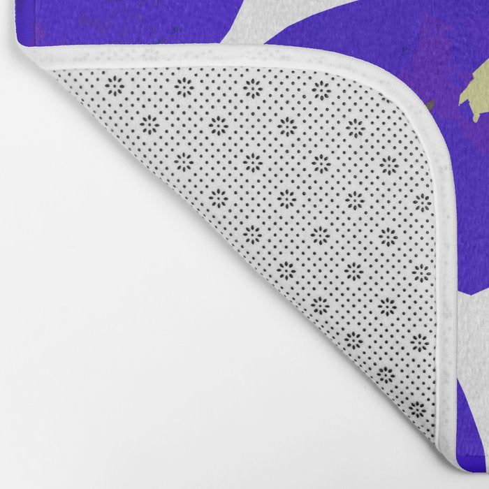 Blue Retro Flowers #decor #society6 #buyart Bath Mat Gallery Image 2
