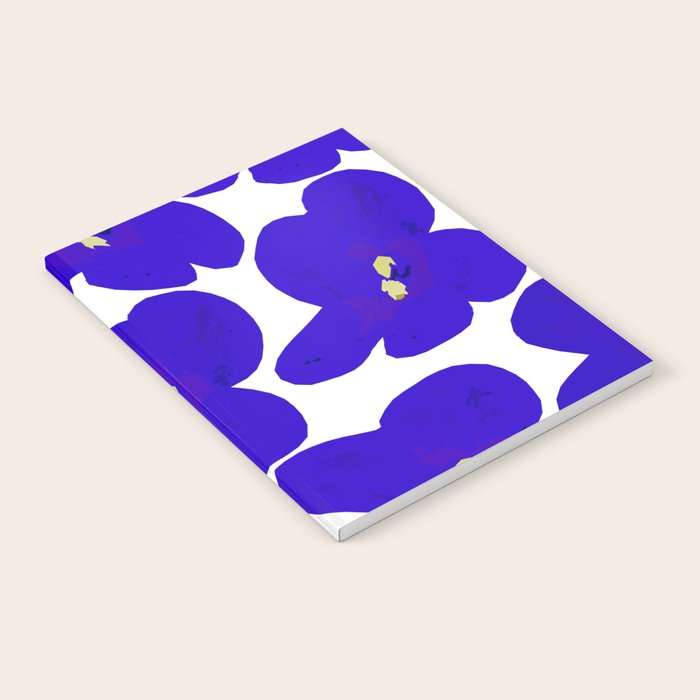 Blue Retro Flowers #decor #society6 #buyart Notebook Gallery Image 1