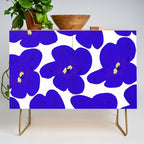 Blue Retro Flowers #decor #society6 #buyart Credenza Gallery Image 1