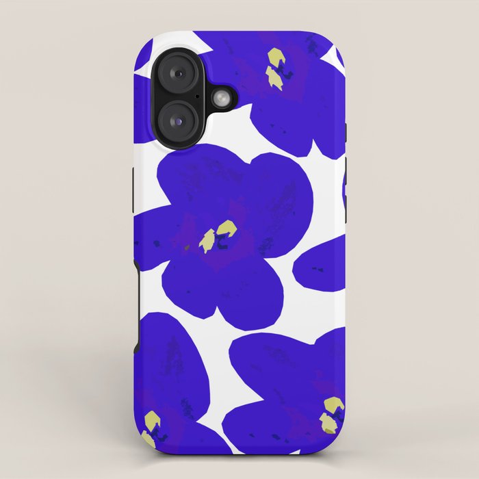 Blue Retro Flowers #decor #society6 #buyart iPhone Case Gallery Image 1