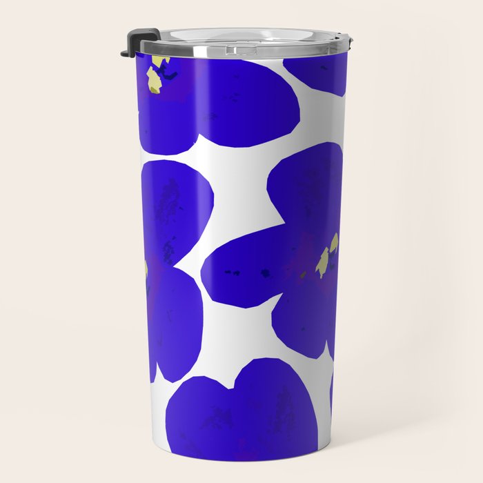 Blue Retro Flowers #decor #society6 #buyart Travel Mug Gallery Image 3