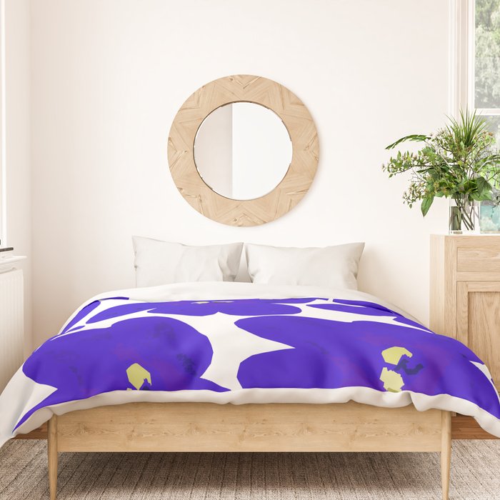 Blue Retro Flowers #decor #society6 #buyart Duvet Cover Gallery Image 3