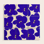 Blue Retro Flowers #decor #society6 #buyart Wood Wall Art Gallery Image 1
