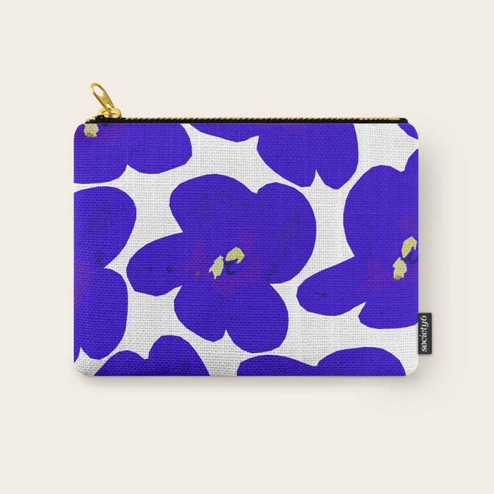 Blue Retro Flowers #decor #society6 #buyart Carry All Pouch Gallery Image 1