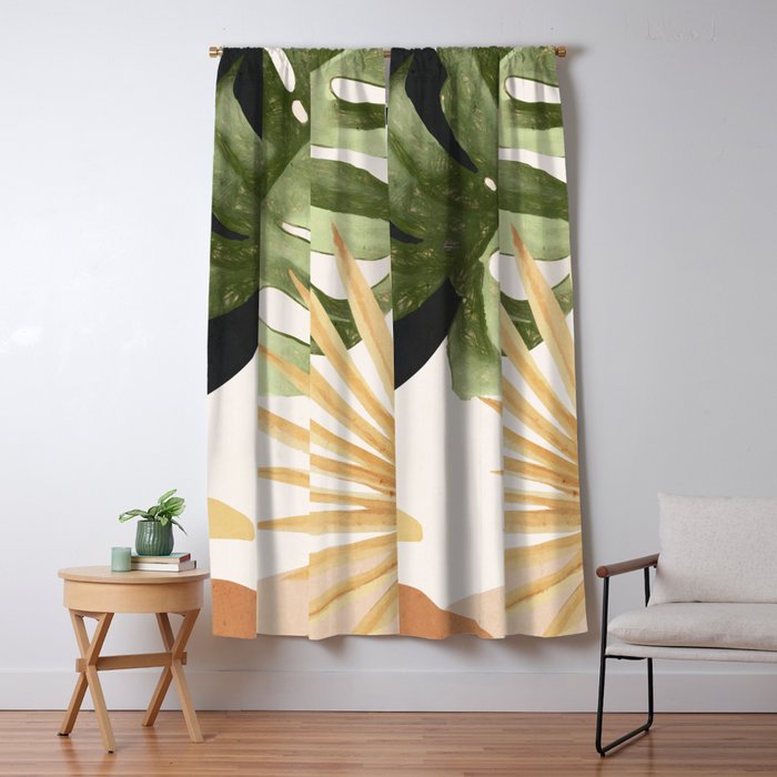 Abstract Art Tropical Leaves 22 Window Curtain Gallery Image 1